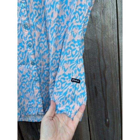 Paddocks XL Blue Pink Abstract Print Short Sleeve Button Up Cotton Shirt - Picture 5 of 5
